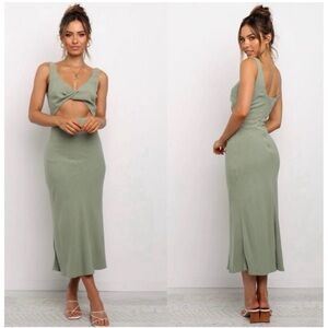Petal & Pup Sage Green Midi Dress